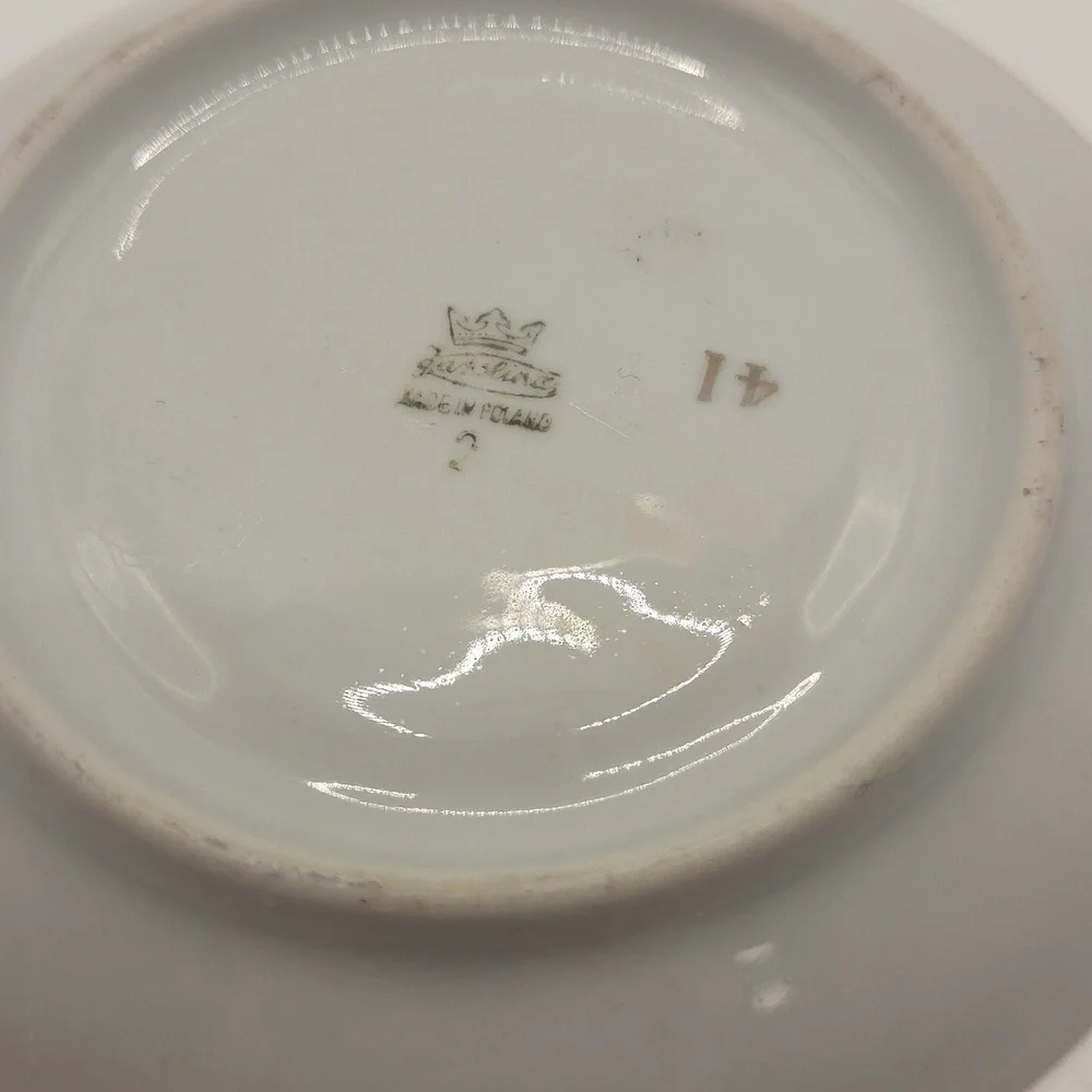 Saucer With Maroon Trim And Gold Trim Vintage